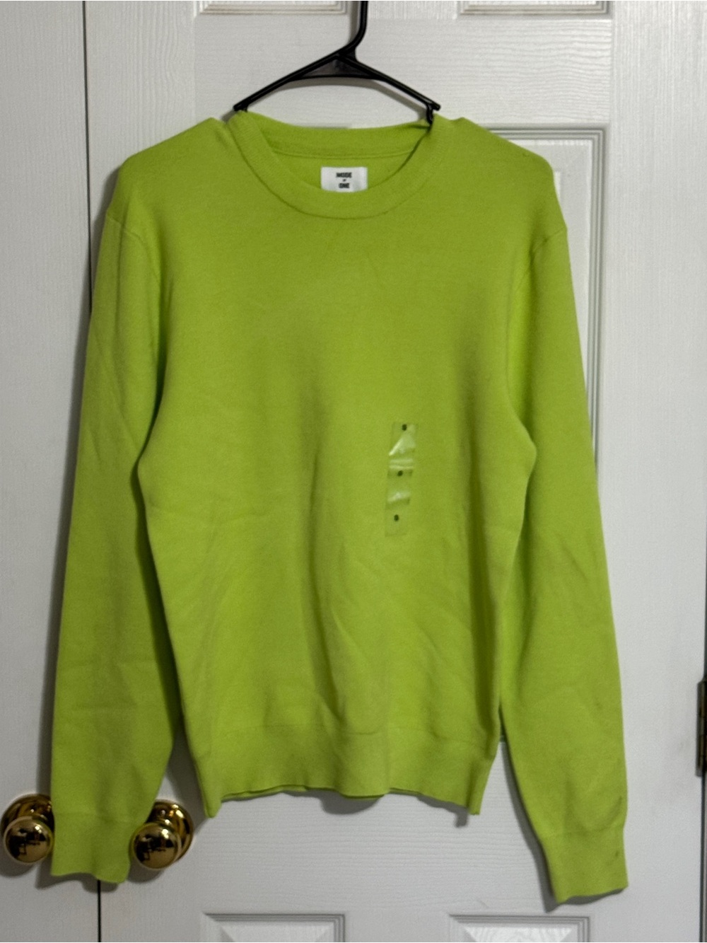 Men's Crewneck Sweater in Bright Lime Green